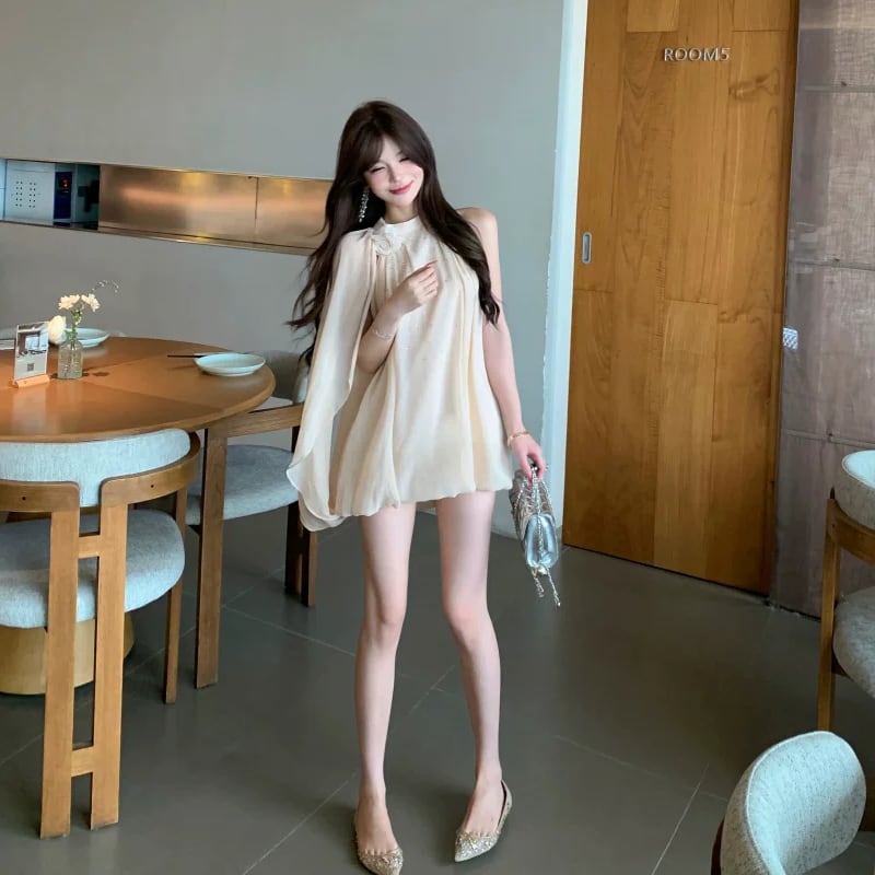 【dress】ケープデザインミニワンピース Q8522
