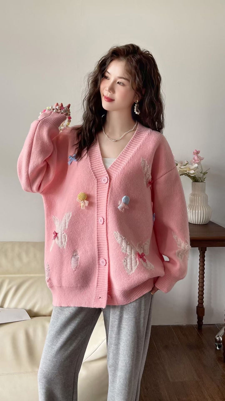 【outer】Vネックニットカーデ　M26382