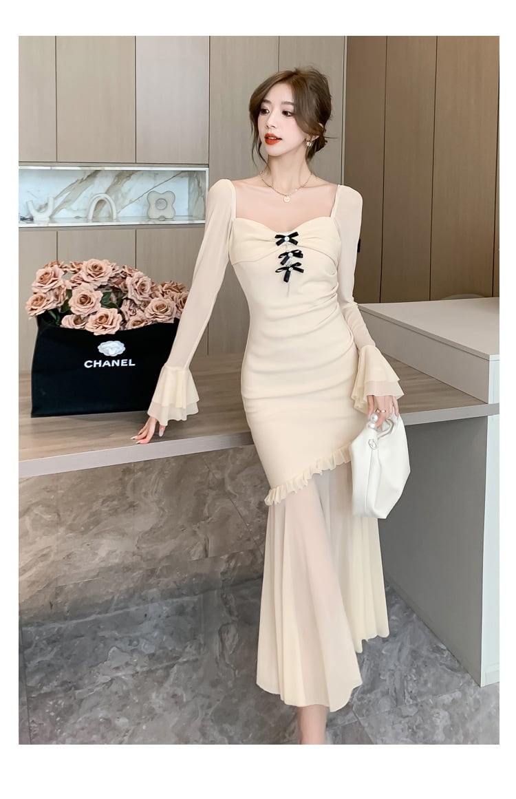 【dress】スリットマーメイドワンピース　M18366