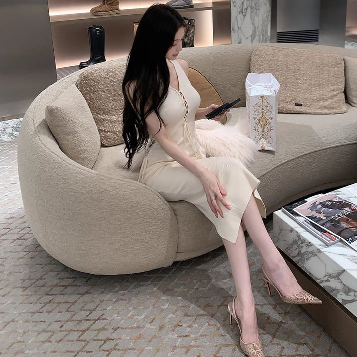 【dress】ノースリーブニットワンピース Q7633