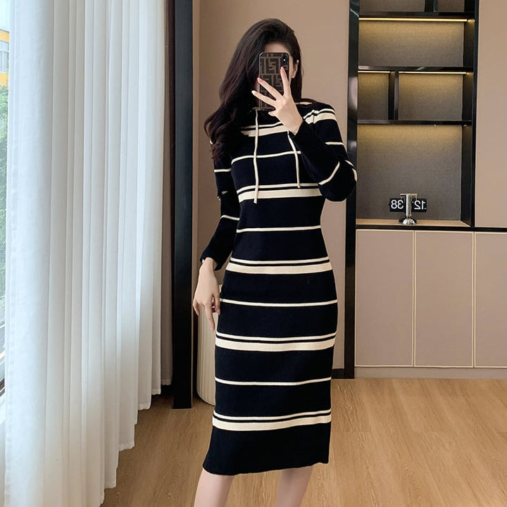 【dress】ボーダー柄ニットワンピース　M17600