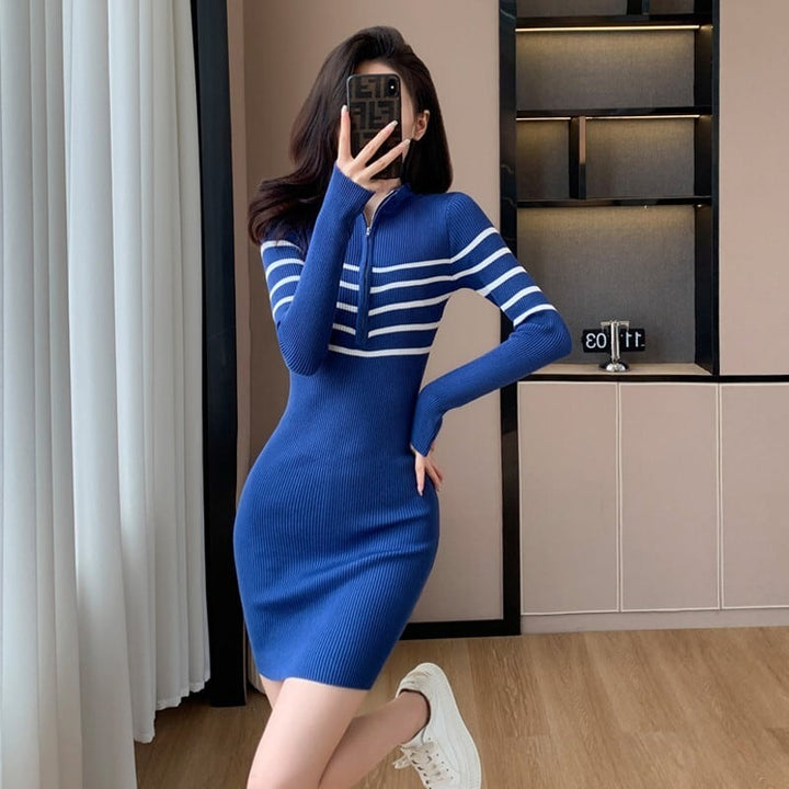 【dress】ファスナーニットワンピース　M18651