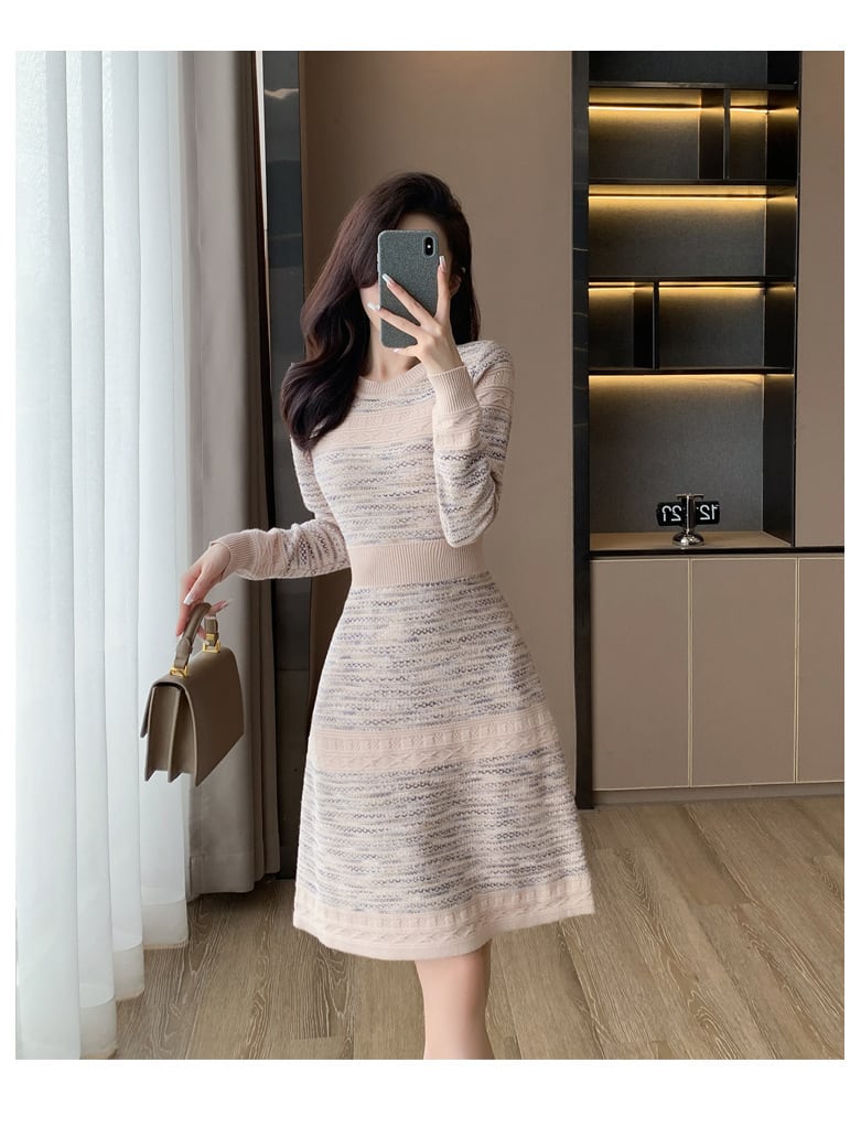 【dress】ハイウエストニットワンピース　M18256
