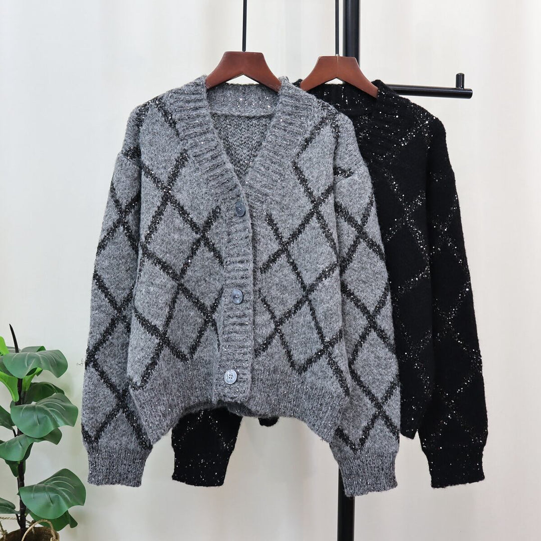 【outer】スパンコールニットカーデ　M27830