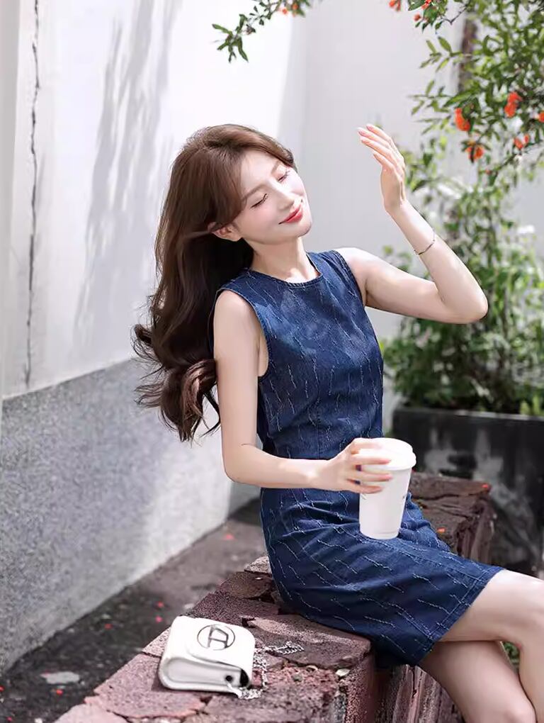 【dress】デニムベストワンピース Q8418