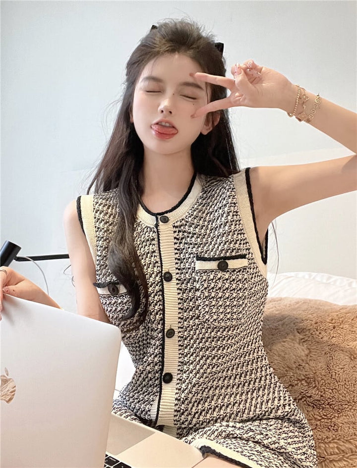 【dress】ノースリーブニットワンピース　M24057