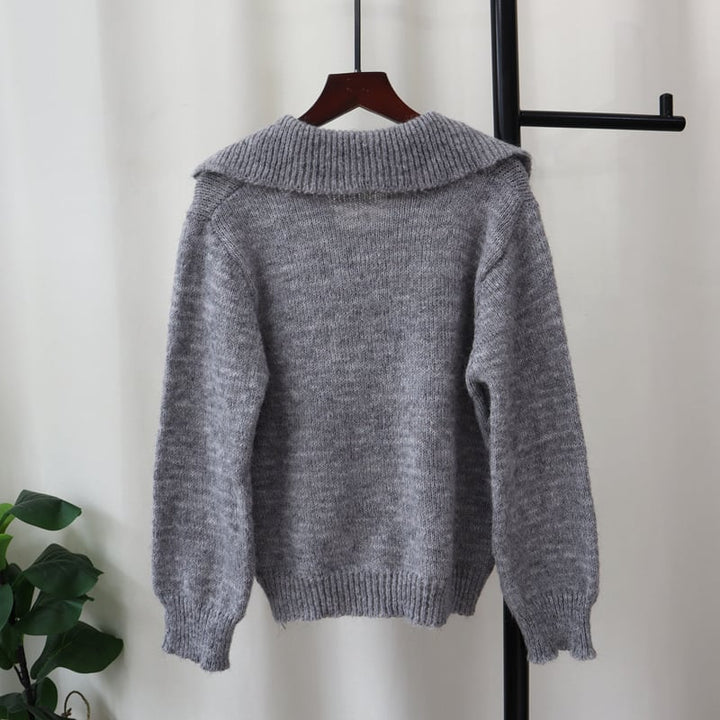 【tops】折り襟ニットセーター　M28374