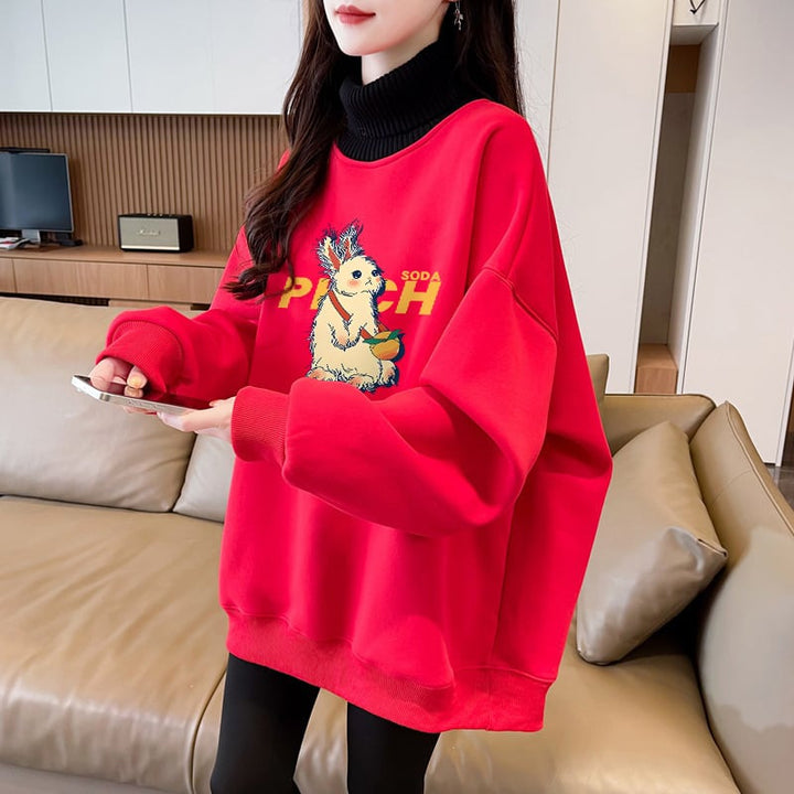 【tops】裹起毛プリントプルオーバー　M28816