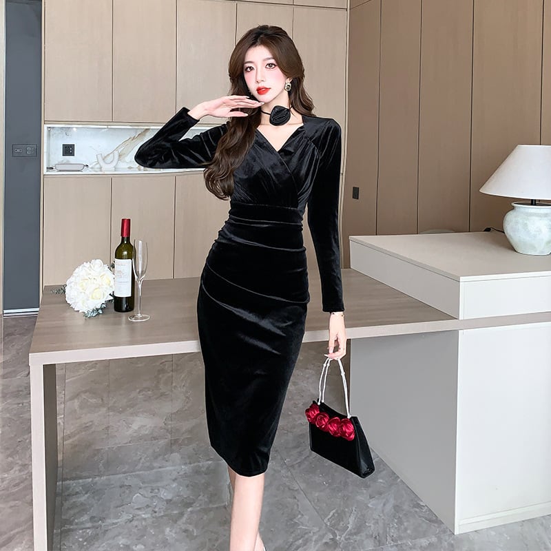 【dress】ベルベットデートワンピース　M18271