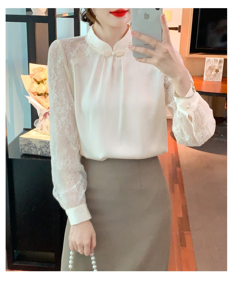 【tops】今季マストバイエレガントレースシャツトップス　M16981