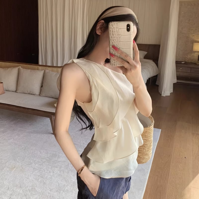 【tops】ワンショルダーフリルトップス Q8329
