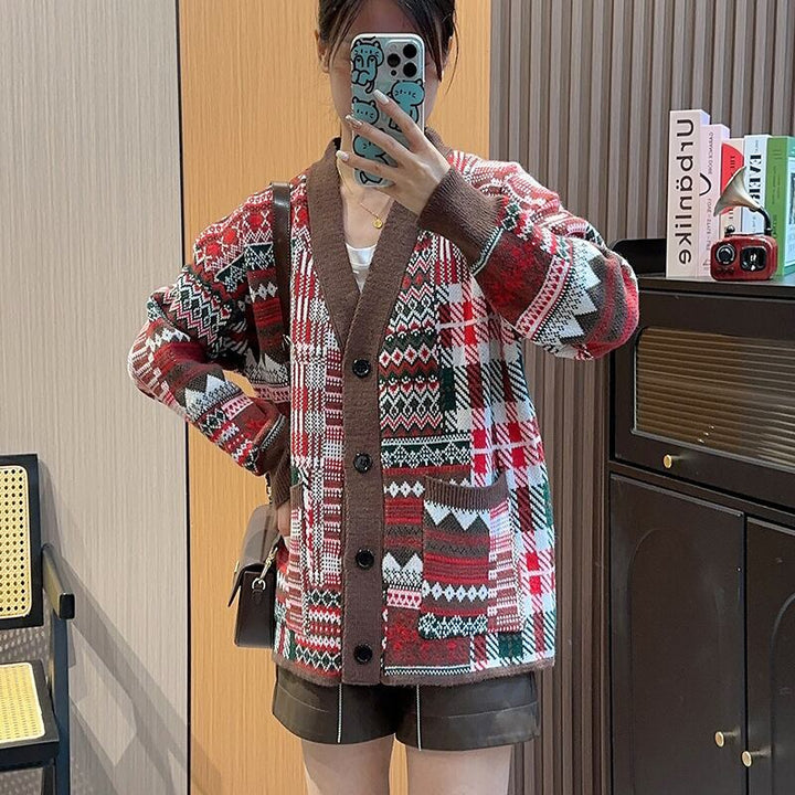 【outer】Vネックニットカーデ　M18513