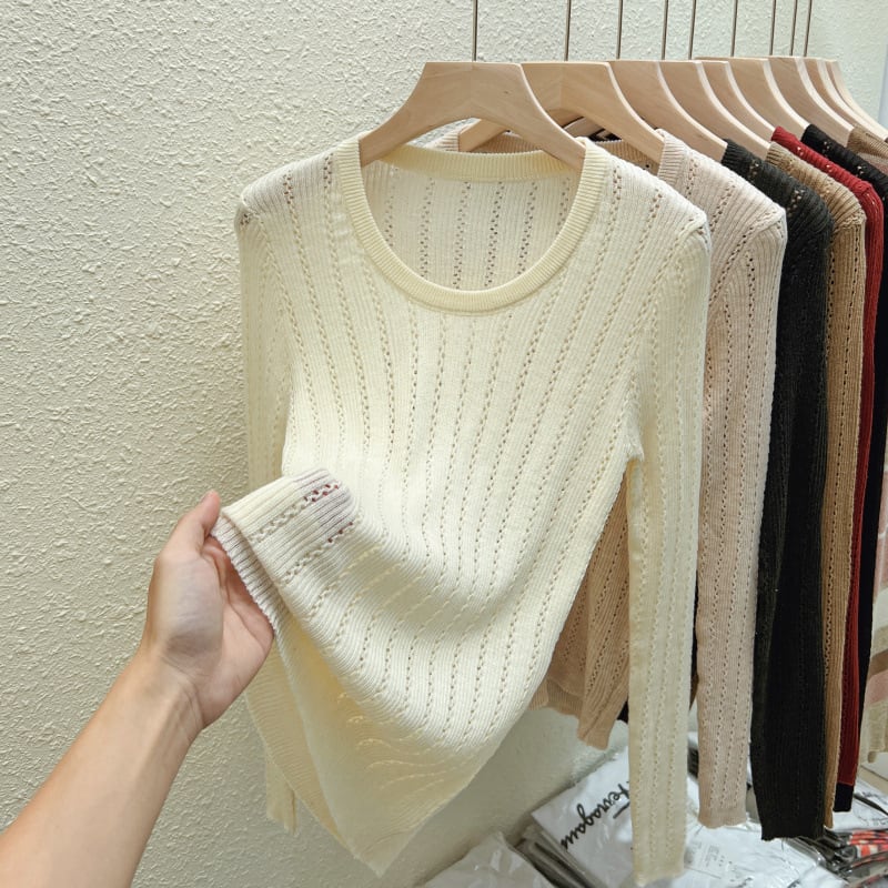 【tops】カットワークニットトップス　M26513