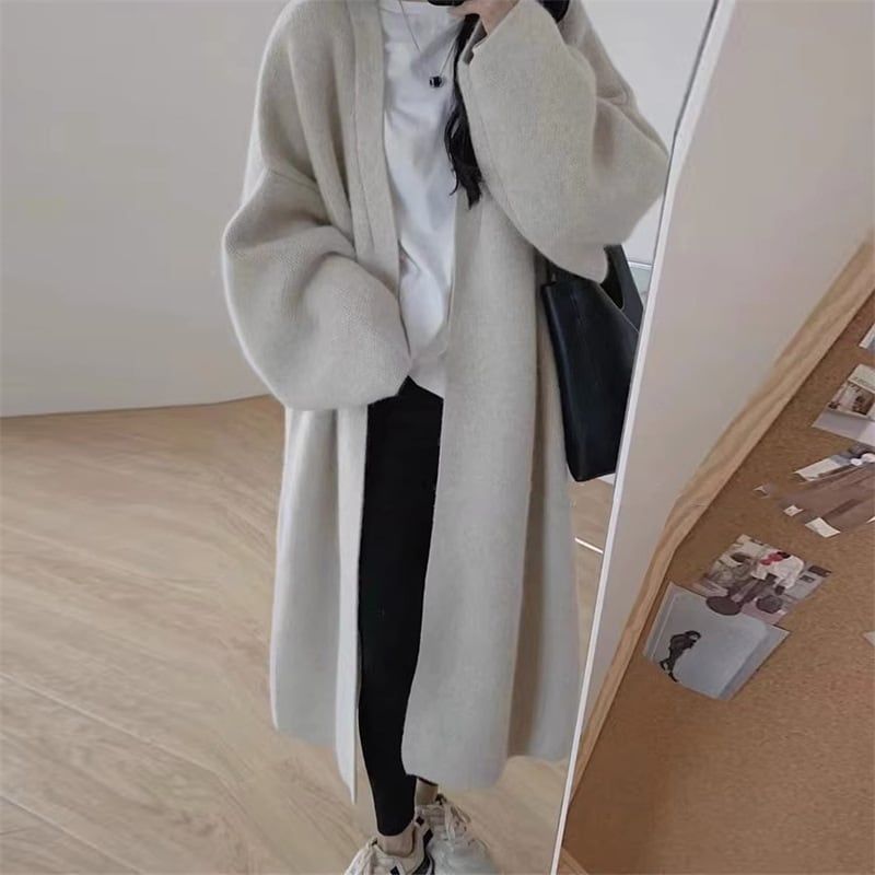 【outer】ロング丈無地ニットカーディガン　M17889