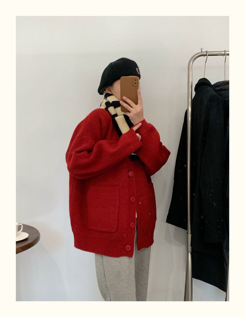 【dress】無地Vネックニットカーディガン　M17703