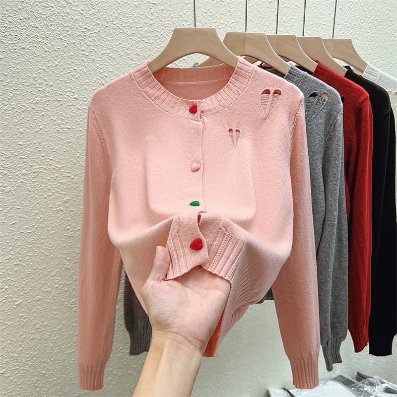 【outer】ボーダー柄デザインニットカーデ　M26815