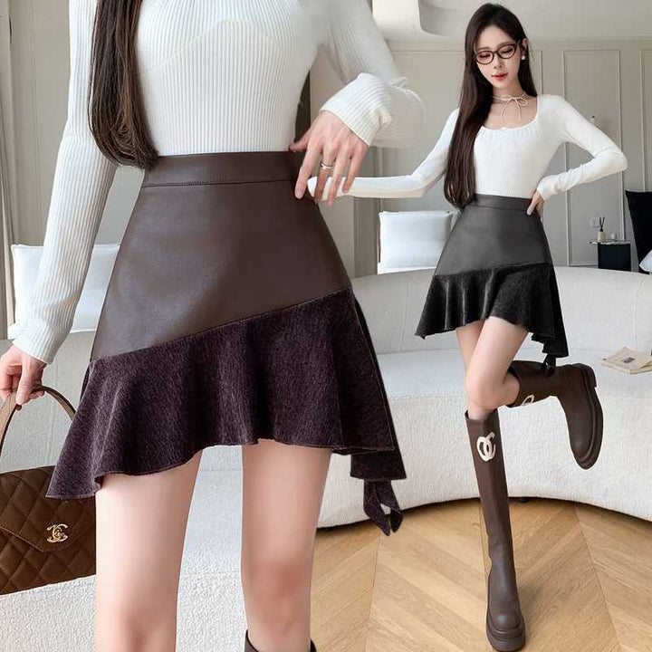 【bottoms】フリルPUスカート　M28685
