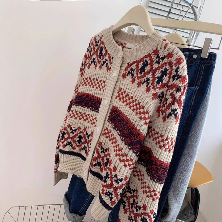 【outer】ボーダー柄ニットカーデ　M29251