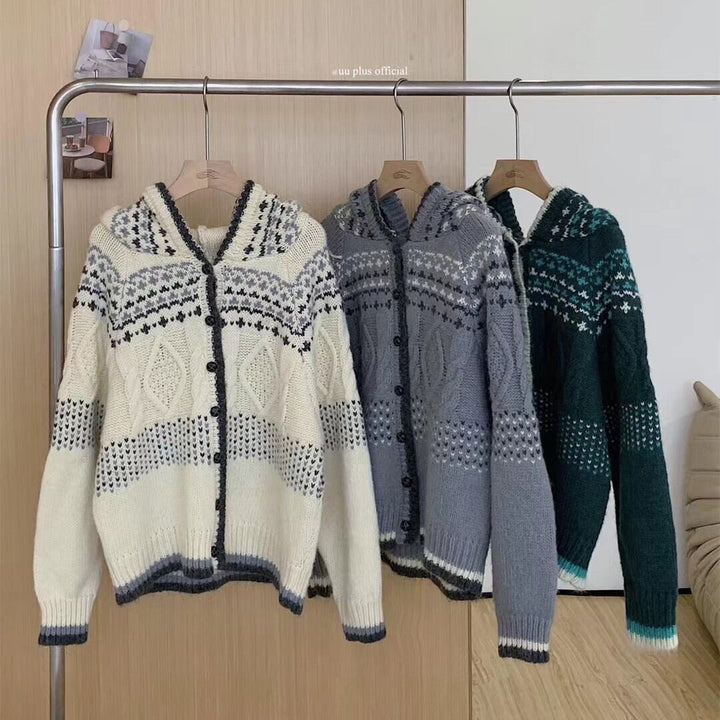 【outer】ジャカードニットカーデ　M27129