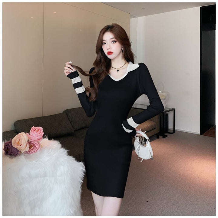 【dress】大人らしい ニットワンピース韓国系着心地良い　M17539
