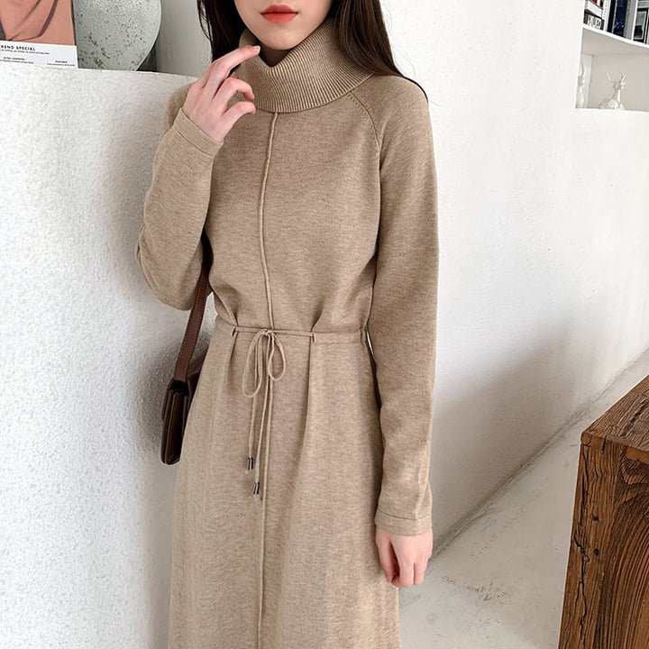 【dress】目立つ！ハイネック無地ニットワンピース　M17663