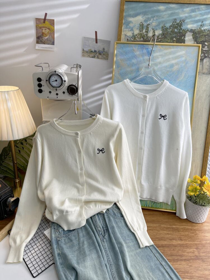 【outer】リボン刺繍カーディガン     N2825