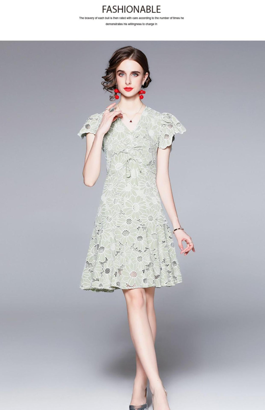 【dress】エレガントカットワークフリルデートワンピース　M17450