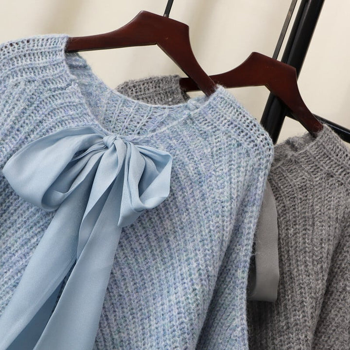 【tops】リボン付きニットセーター　M26942