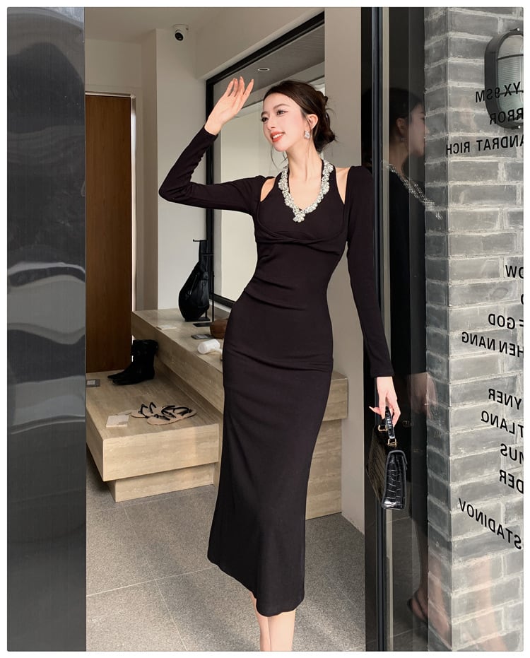 【dress】ビジューデートワンピース　M27454