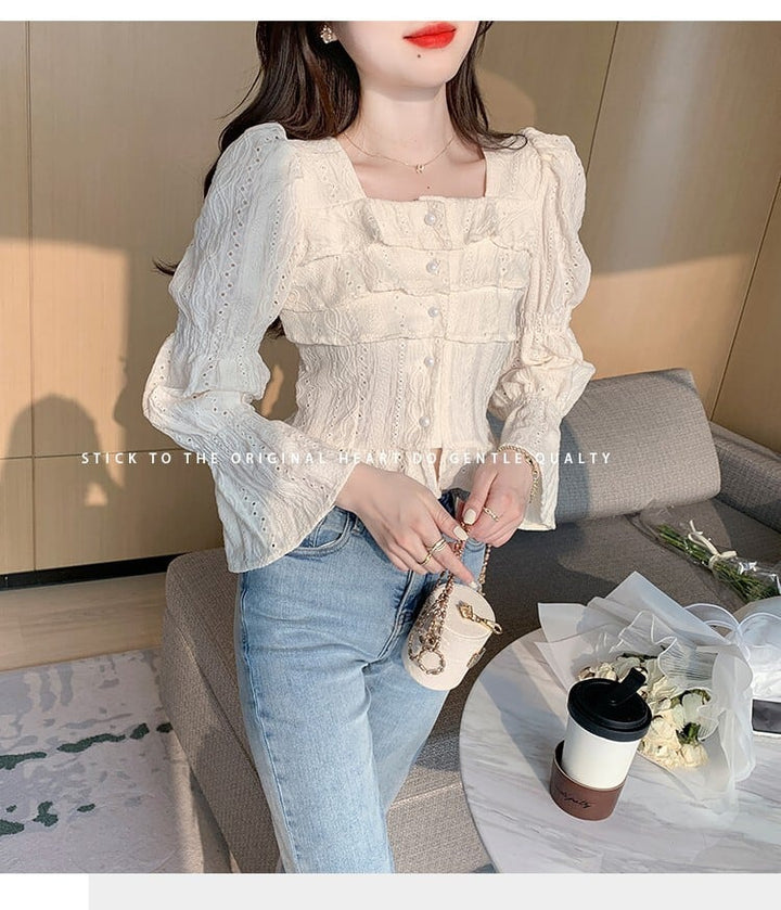 【tops】美感いっぱい✿ ✿エレガントシャツトップス　M17165