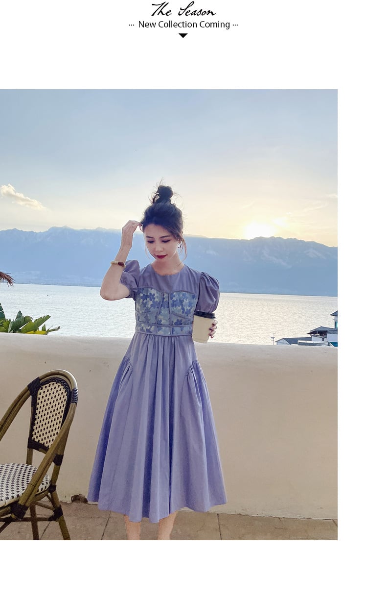 【dress】主役級スウィートパフスリーブワンピース超人気　M16858