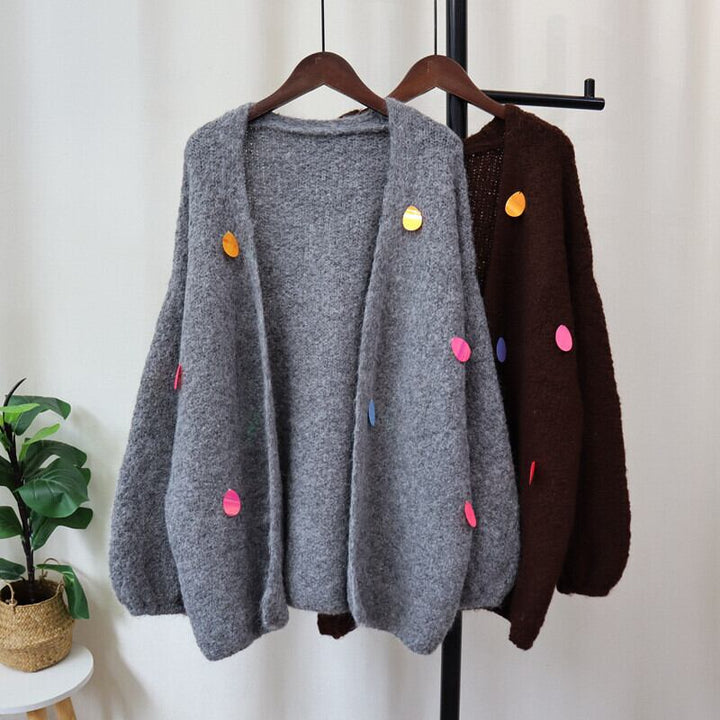 【outer】スパンコールニットカーデ　M28600
