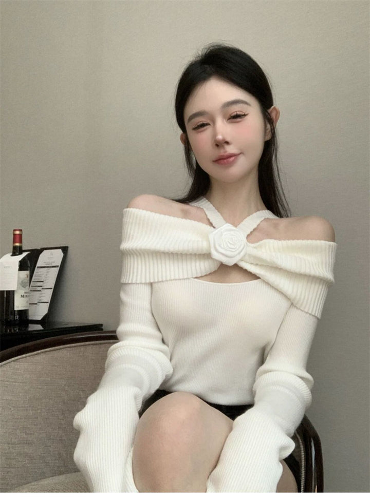 【tops】オフショルダーニットトップス　M26734