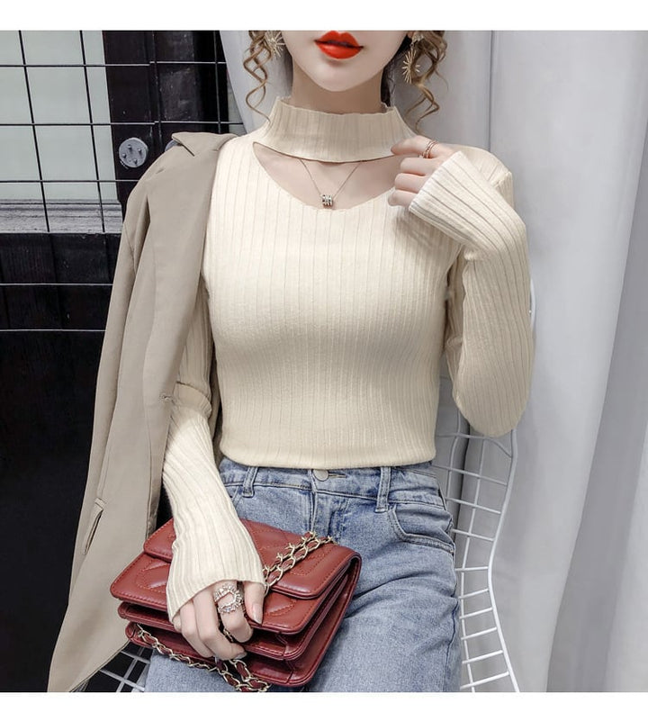 【tops】カットワークニットトップス　M27003