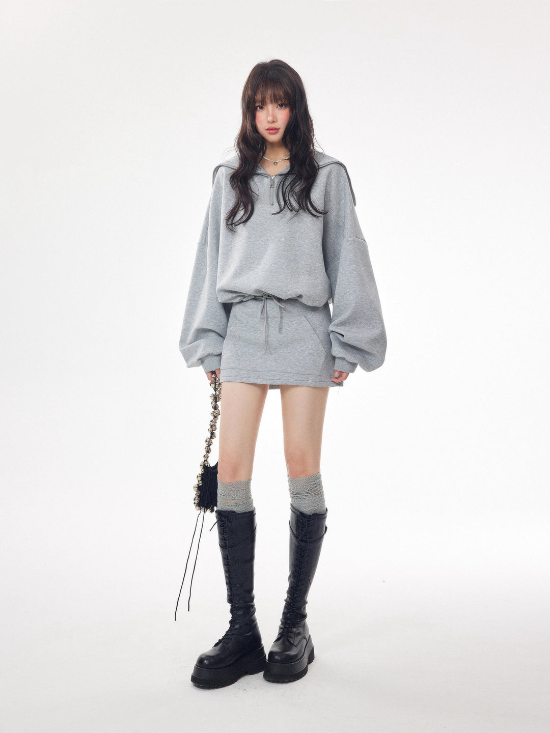 【dress】セーラーカラーパーカーワンピース Q7368