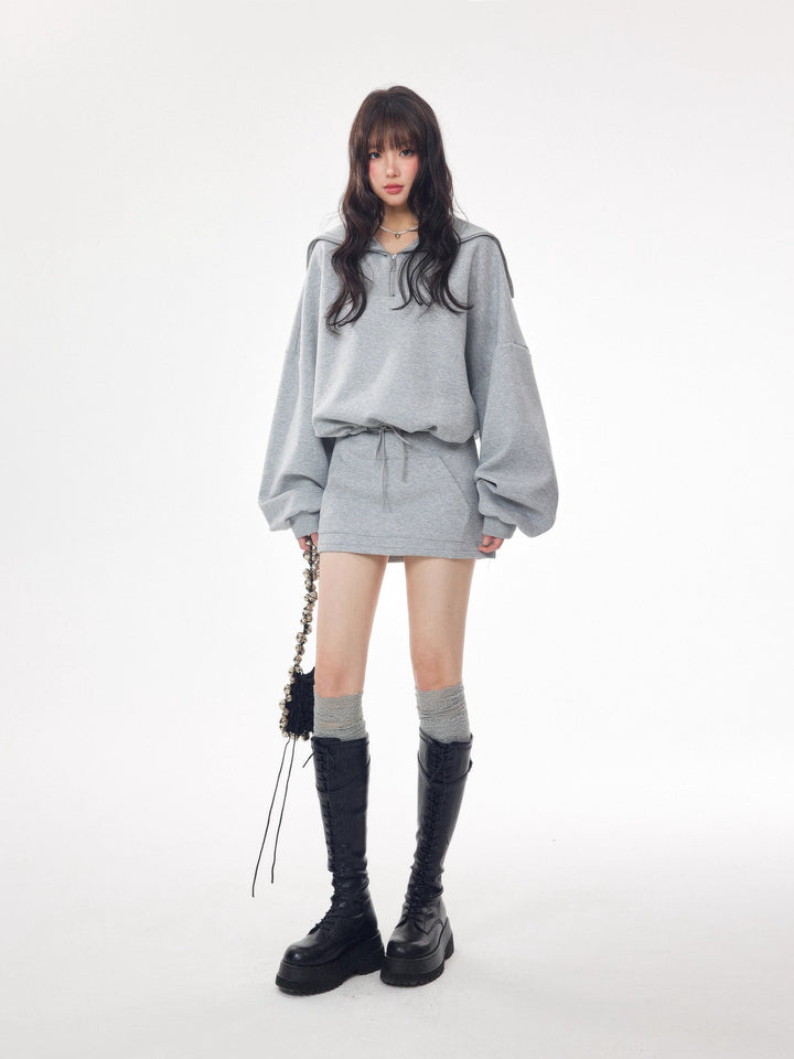 【dress】セーラーカラーパーカーワンピース Q7368
