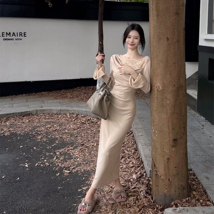 【dress】レース切り替えワンピース　M27846