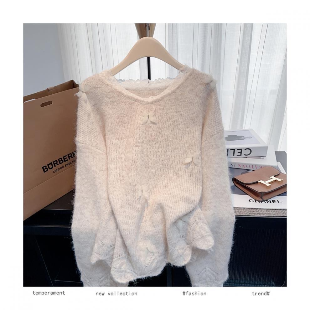 【tops】レース切り替えニットセーター　M28244