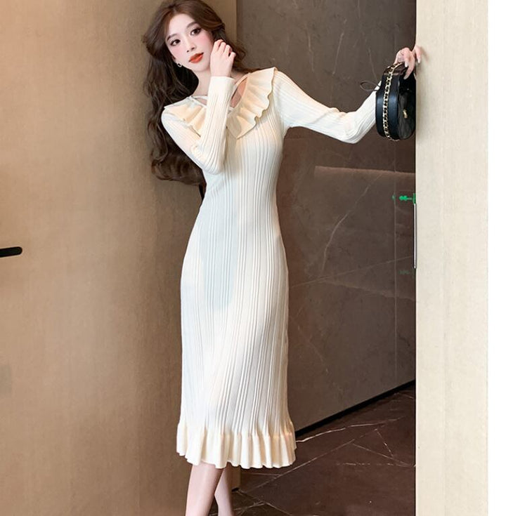 【dress】フリルニットワンピース　M18803