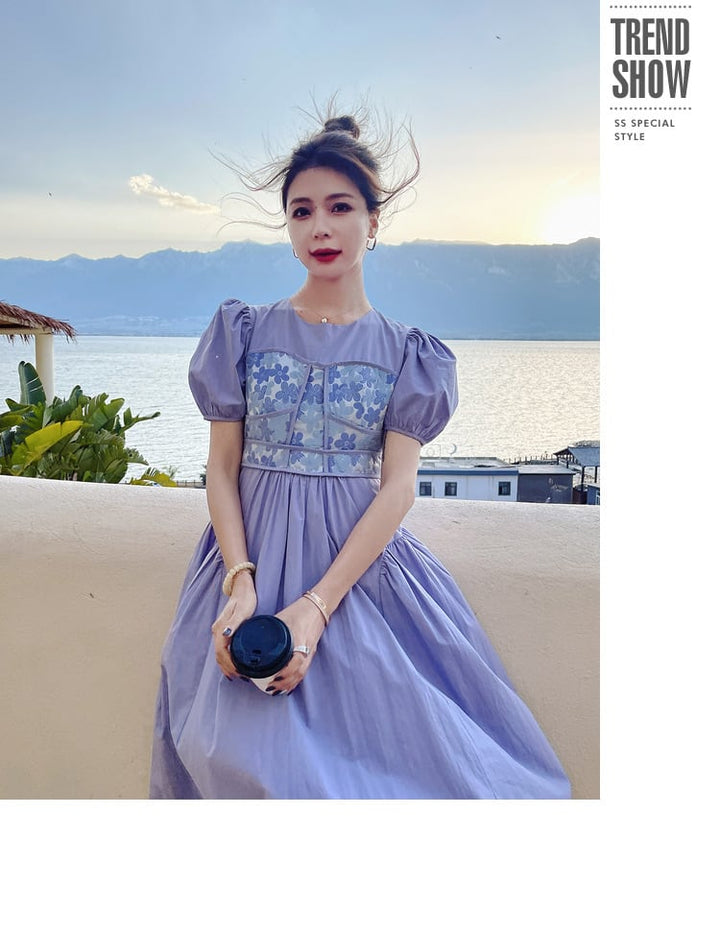 【dress】主役級スウィートパフスリーブワンピース超人気　M16858