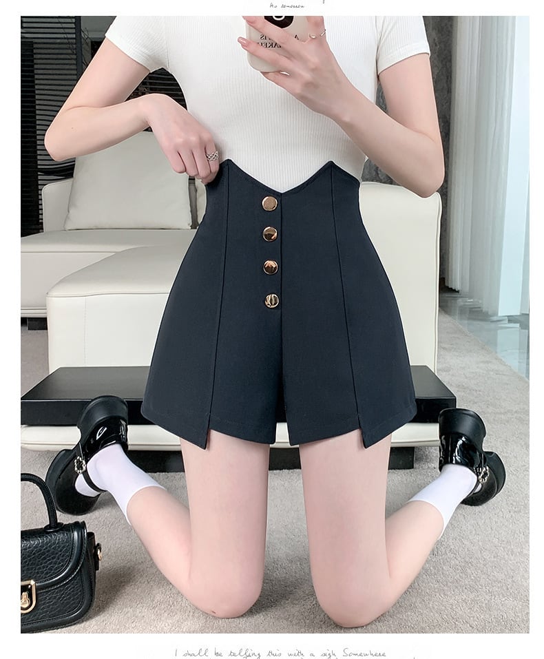 【bottoms】ハイウエストショートパンツ　M29466