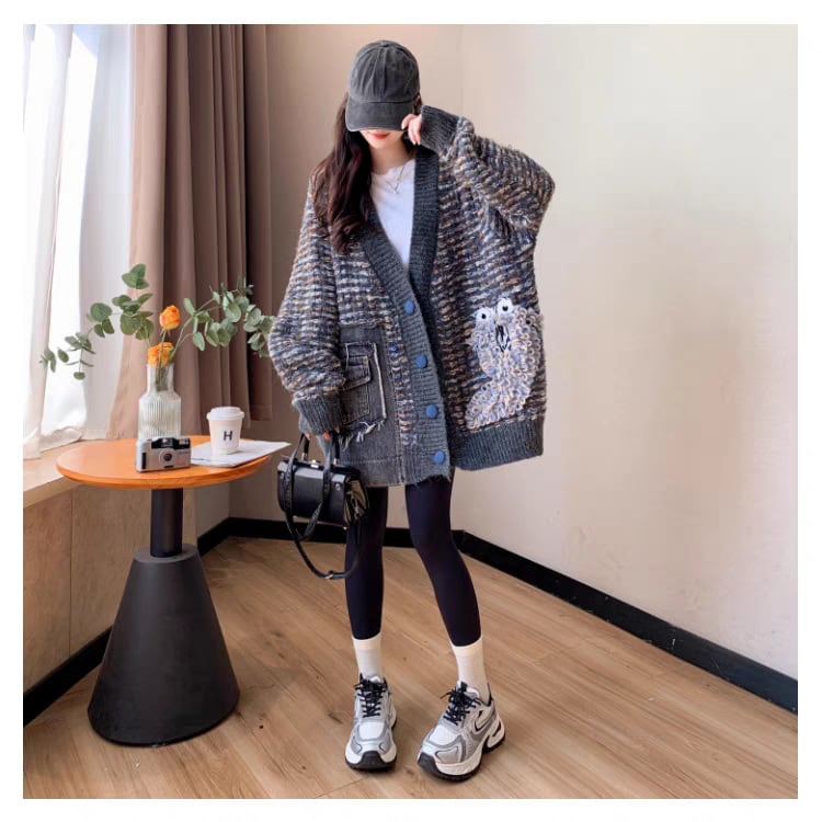【outer】Vネックニットカーデ　M25755