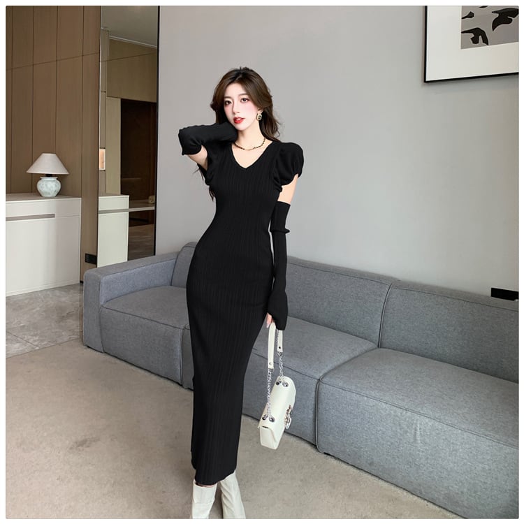 【dress】スリットワンピースアームカバー付き　M18188