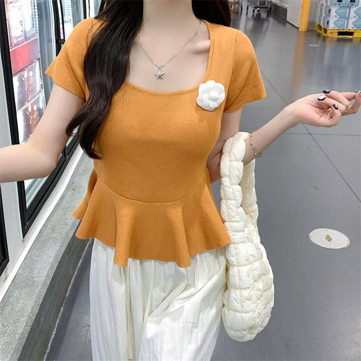 【tops】立体フラワーニットトップス　M24585