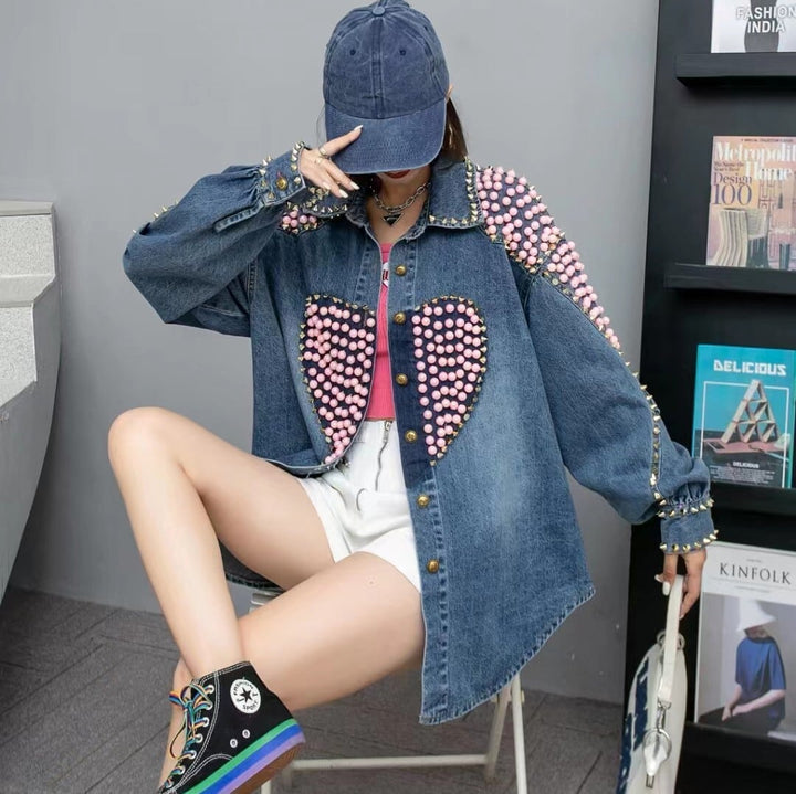 【outer】ビーズデニムジャケット　N2015