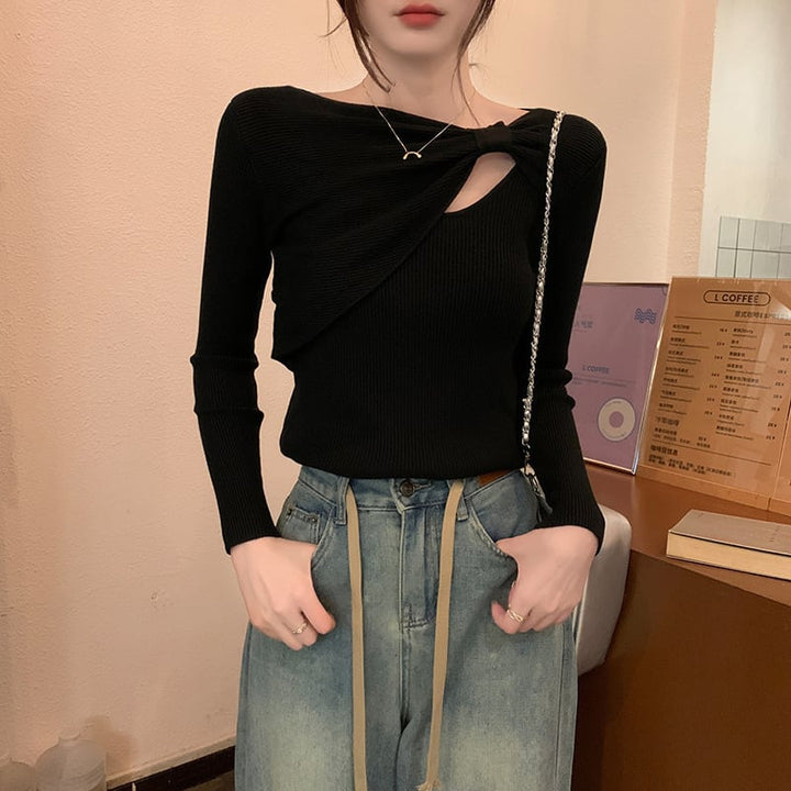 【tops】カットワークニットトップス　M25410