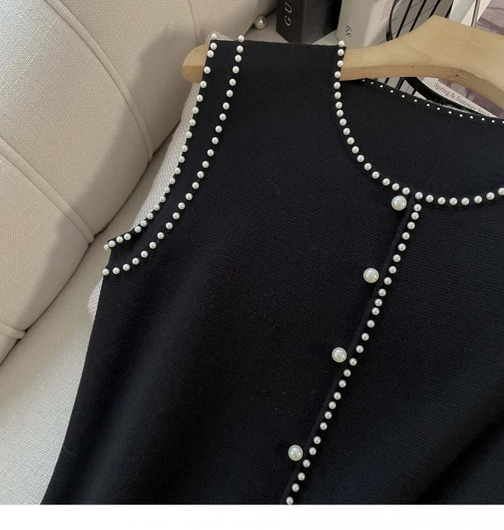 【dress】パールノースリーブニットワンピース　M24911