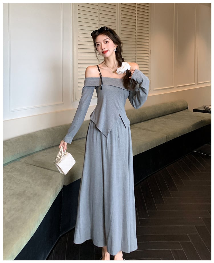 【set】不規則 イレギュラーTシャツ+スカートセット　M26555