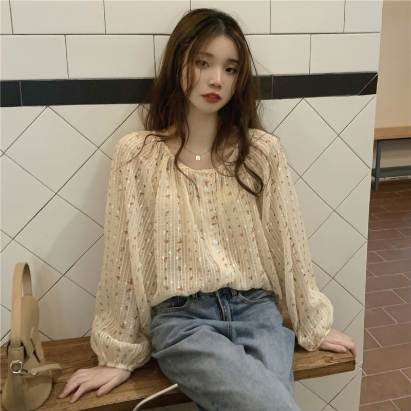 【tops】花柄シャツトップス　M25056