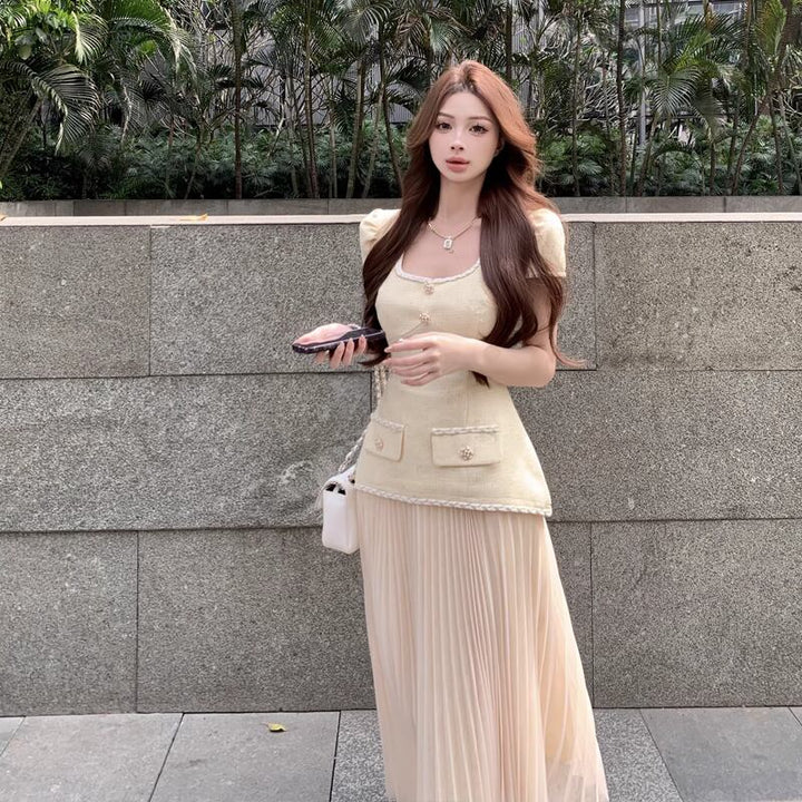 【dress】チュールドッキングワンピース Q8275